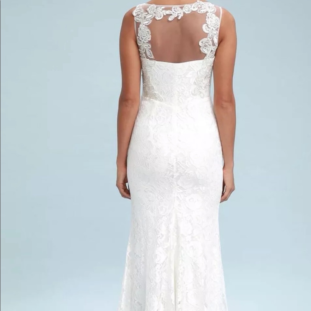 Lulus Lace White Maxi Dress Wedding/ Prom NEW $109